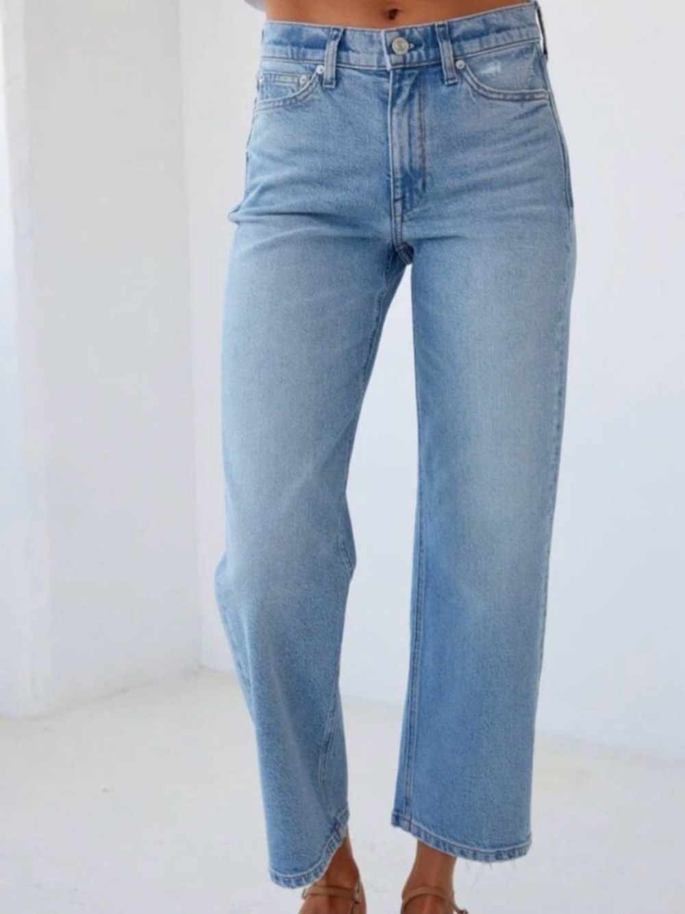 AYR Light Blue High-Rise Straight Leg Jeans